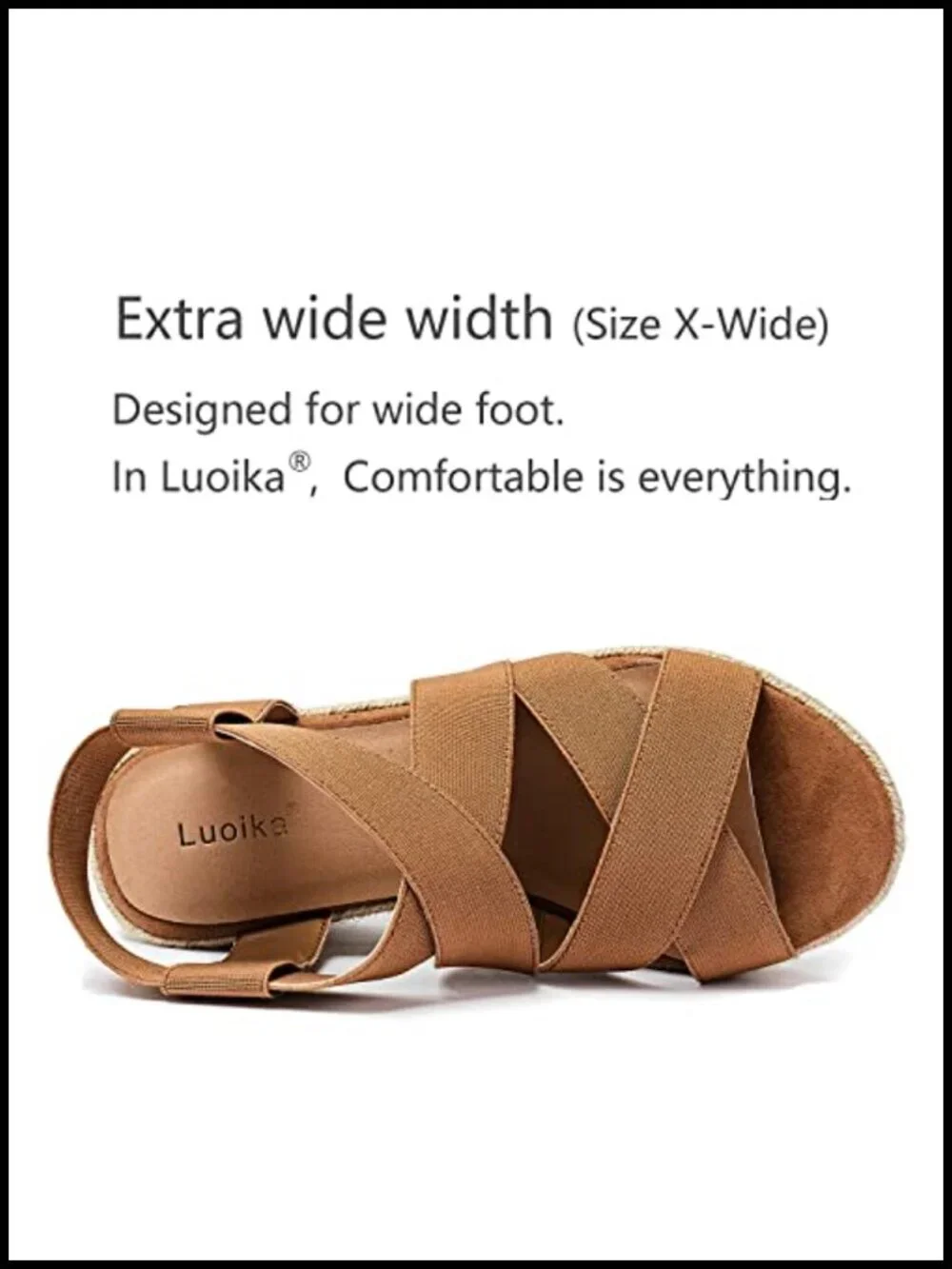 Extra Wide Platform Wedge Sandals with Memory Foam, Adjustable Ankle Strap